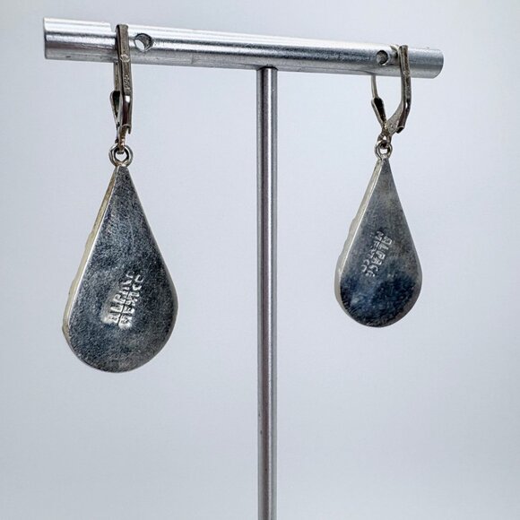 VTG Sterling Silver 925 Lapis Lazuli Teardrop Dangle Earrings Size 1.75" Length - Picture 4 of 9